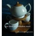ceramic tea sets with wooden lid and coasters